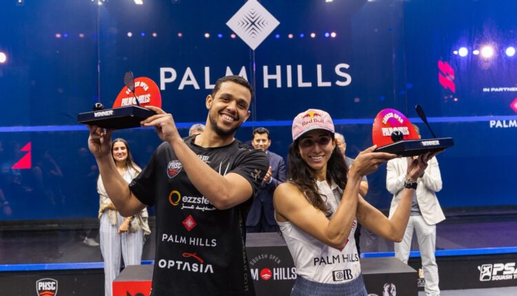 مصطفى عسل ونوران جوهر يفوزان بلقب النسخة الأولى من بطولة بالم هيلز المفتوحة للإسكواش